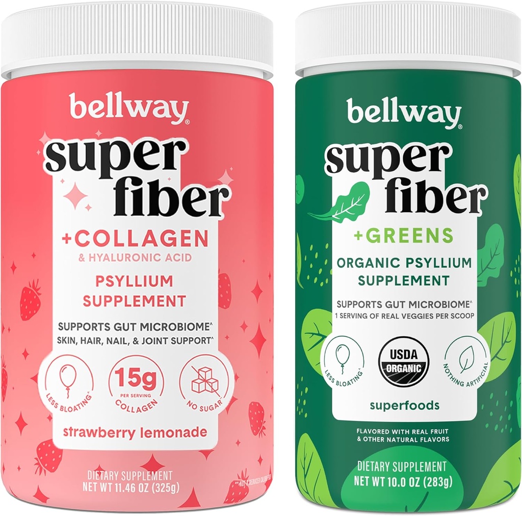 Bellway Super Fiber Powder + Collagen, Strawberry Lemonade Super Fiber + Greens