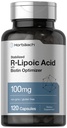 ホバハクR-リポ酸100mg | 120カプセル | ビオチンオプティマイザ付 | ノンGMO、グルテンフリー | 安定R-リポ酸サプリメント