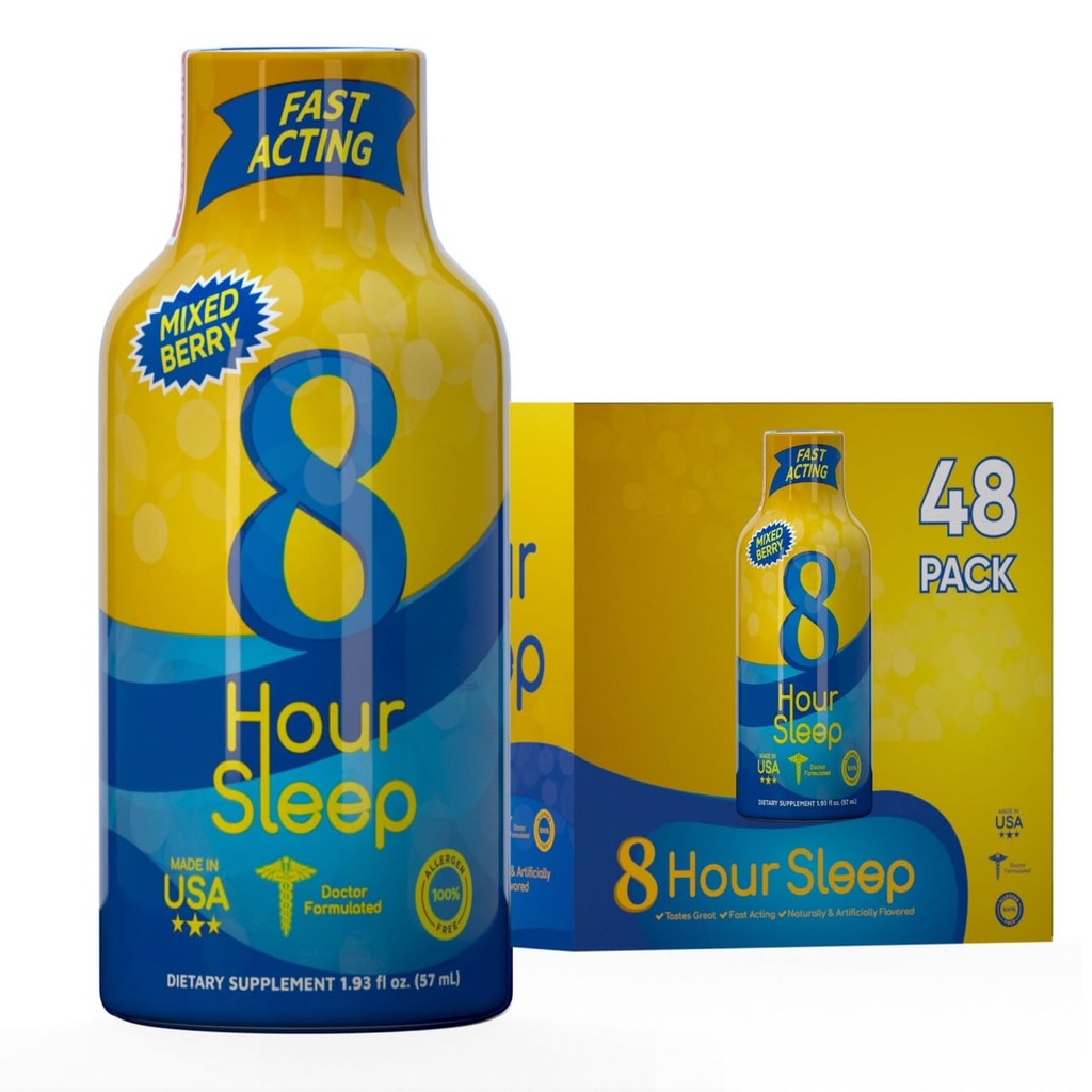 ビタミンエネルギー8-Hour睡眠シュートミックスベリー48パック、メラトニン、5-HTP、GABA、バレリアン、ラベンダー、睡眠補助金サポート、ディープレスト&リラクゼーション、ゼロシュガー、グルテンフリー、ビーガン、コーシャ、1.49 fl oz