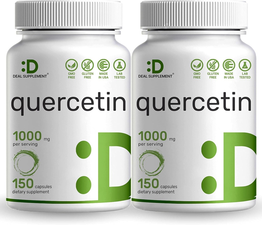 サービング(2パック)ごとのQuercetin 1000mg   300のカプセル、高いBioavailableのフラボノイド、テストされる第三者は健康な免疫システム、非GMO、グルテンを支えません