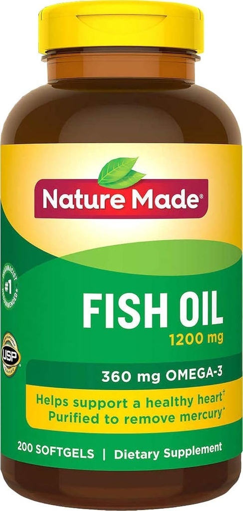 性質によって作られた魚油1200のMg (360 Mg Omega-3) 200の液体のSoftgels