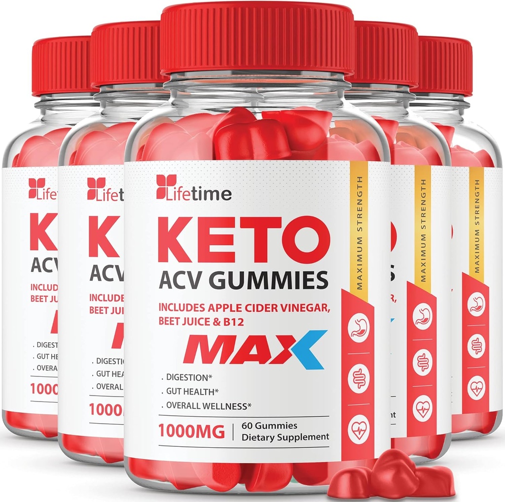 (5パック) ライフタイム Keto Max Gummies - 公式の式、ビーガン、非GMO - ライフタイム Keto Plus acc Gummies、ライフタイム グミー、ビタミンB12、ビートルート、ザクロ(300グミー)