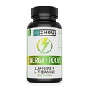 Zhouのエネルギー+焦点- Lのテアニンのカフェインの丸薬、200mg L-テアニン、大人のための100mg自然な無水カフェインのブースト、人及び女性、遅い延長解放- 60の菜食主義のカプセル(1のパック)