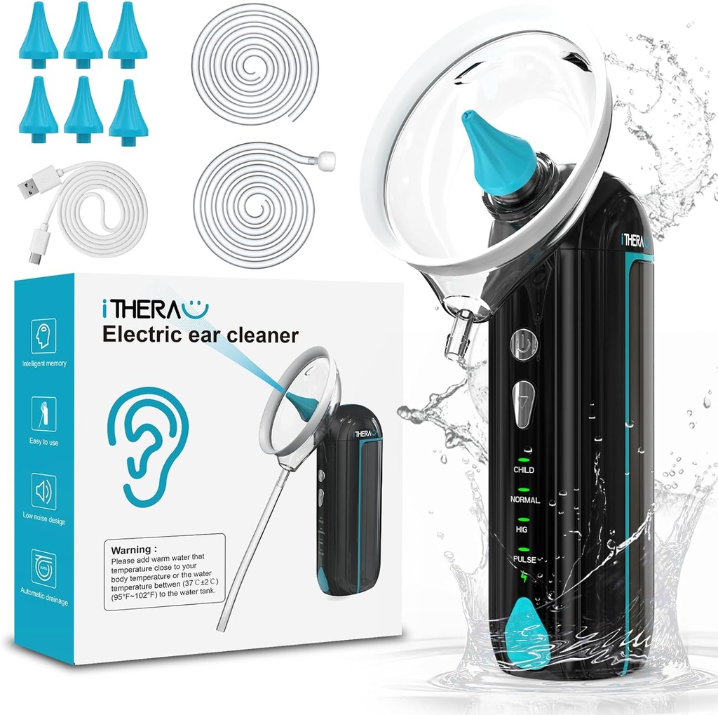 iTHERAUの洗浄の耳の洗剤の4つの圧力モードの防水耳の洗剤の電気耳のクリーニングのキットは6つのスプレー ノズルが付いている安全で、有効な耳の潅漑の洗い流します