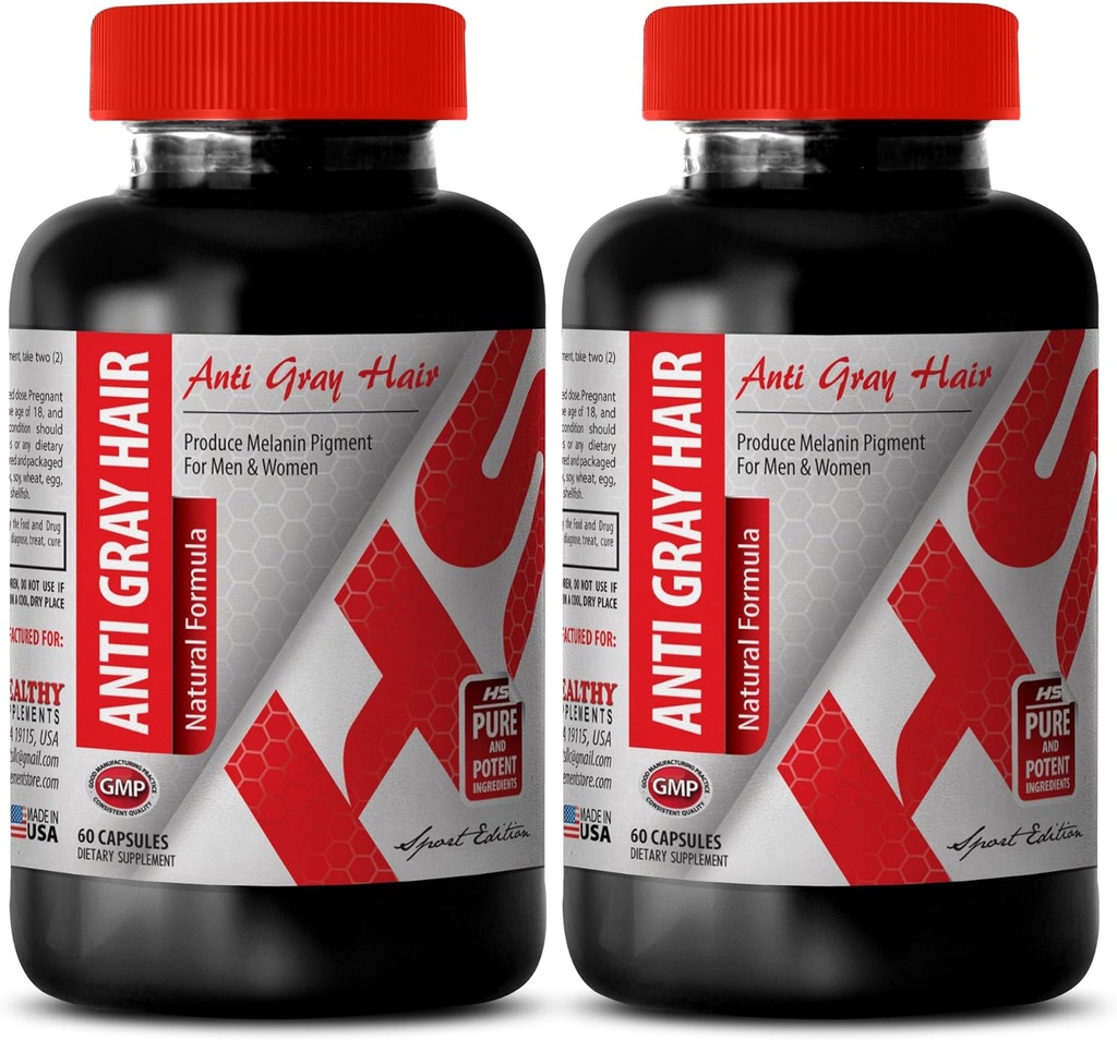 葉酸の有機性-反灰色の毛の自然な方式-助けは皮の健康を(2本のびん)促進します