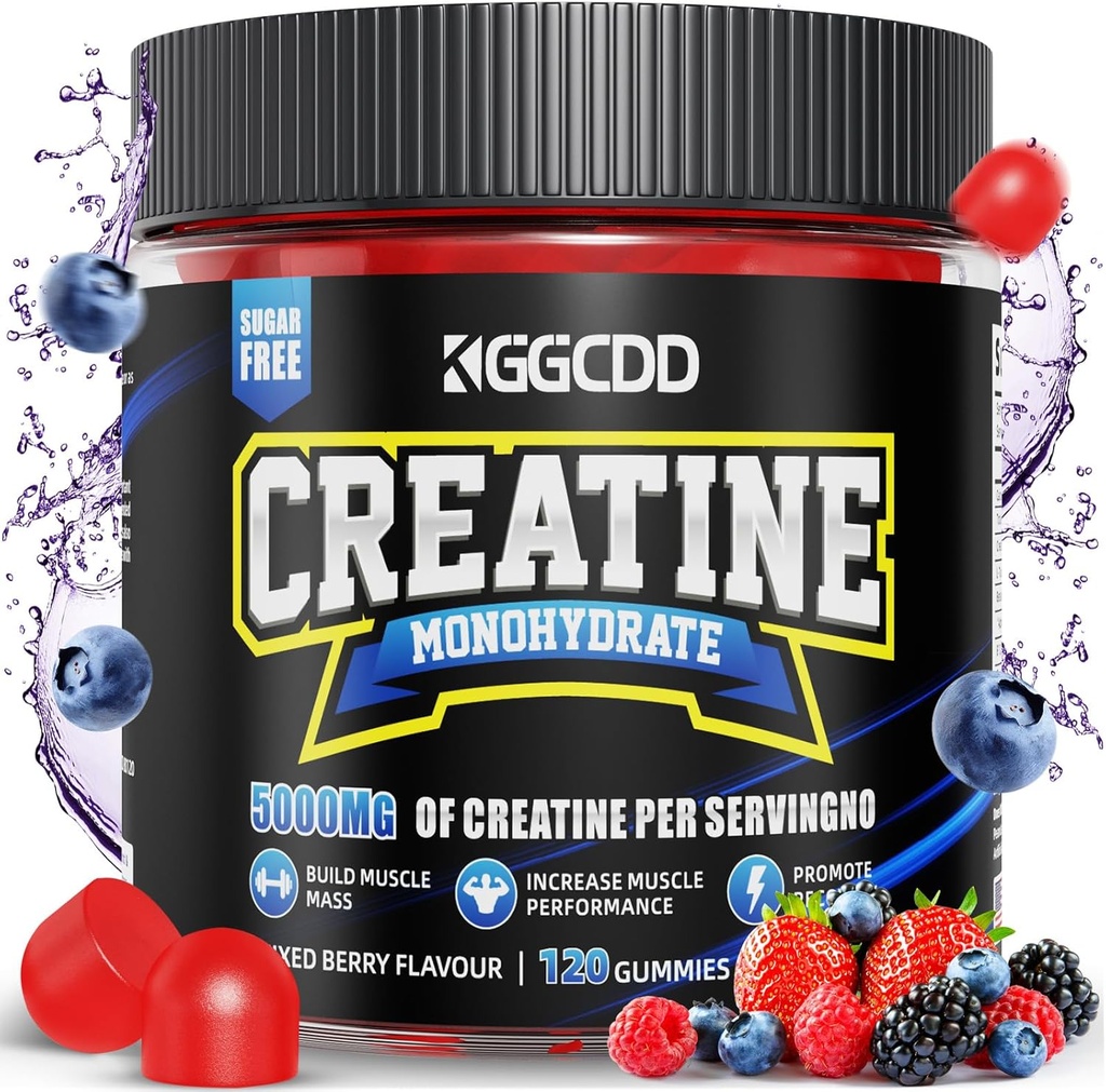 クレアチンの Monohydrate の砂糖は筋肉のためのサービングごとのクレアチンの Monohydrate の 5g 筋肉最高の強さ、エネルギー焦点の持久力、女性の人のためのクレアチンの補足 120Count 混合されたベリーを放します