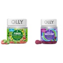OLLY繊維ガミーリング、5gプレバイオティックファイバー、FOS(Fructo-oligosaccharides)、ダイジェストサポート、ベリーメロン50ct&移動便秘救済、Rhubarb、プルーン、アムラ - プラムベリー味 - 30ct