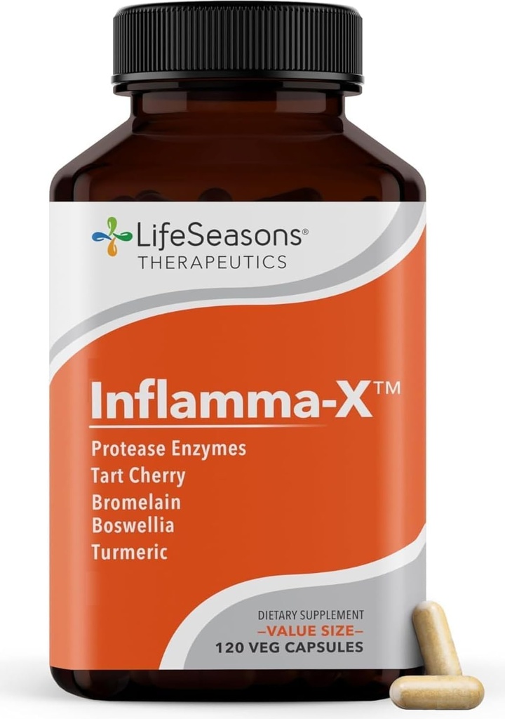 LifeSeasons Inflamma-Xジョイント&ティッシュサポートサプリメント - 筋肉の快適さ、回復と柔軟性をサポート - ターメリック、ブロムレイン、プロテアーゼとハーブフォーミュラ - 60カプセル