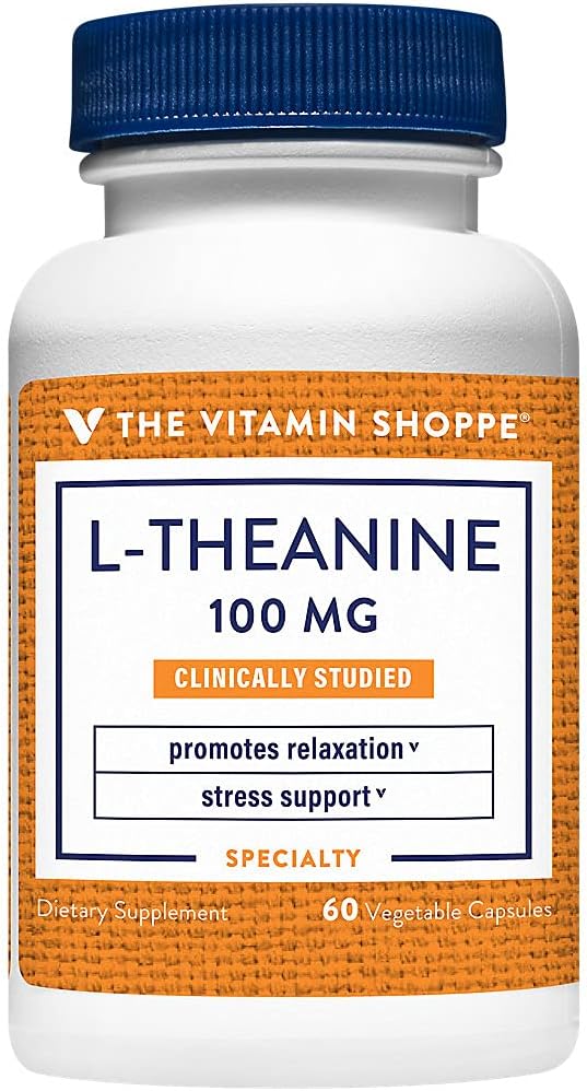 ビタミンのshoppe L-Theanine 100MGの臨床的に加えられた原料、サポート弛緩及び圧力(60のカプセル)