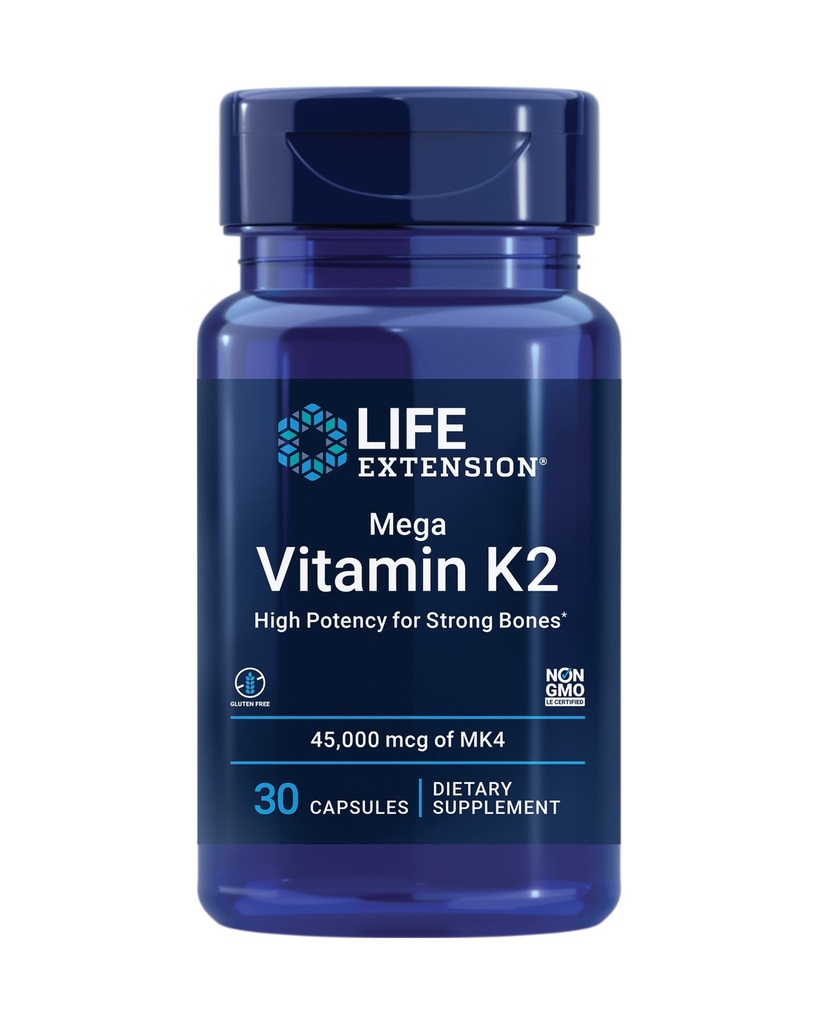 生命延長メガ ビタミンK2の強い骨のための高い効力、臨床的に45 mg K2の適量を、促進します健康な骨密度、グルテンフリー、非GMO、30のカプセル