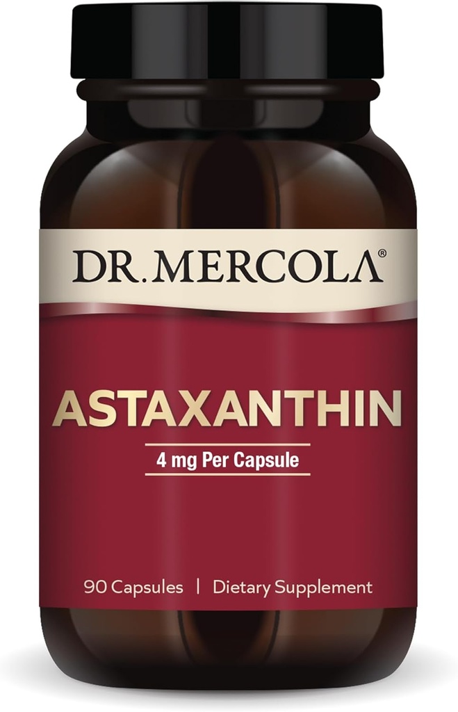 Mercola Organic Astaxanthin - 4mgアスタキサンチン - 強力な抗酸化剤サポート - 有機マイクロ藻エキス - 非GMO、グルテンフリー&大豆フリー - 90カプセル(90のサービング)