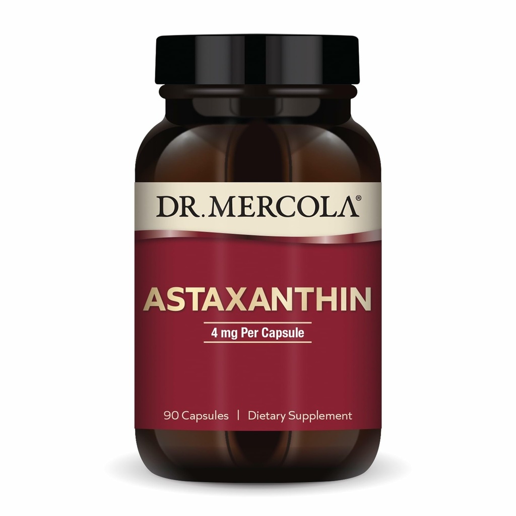 Mercola Organic Astaxanthin - 4mgアスタキサンチン - 強力な抗酸化剤サポート - 有機マイクロ藻エキス - 非GMO、グルテンフリー&大豆フリー - 90カプセル(90のサービング)