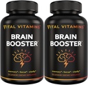 Vital Vitamins Brainは、メモリとフォーカス(2-パック)のためのサプリメント - ノオトロピック脳ブースターとGinkgo Biloba、Rhodiola、B12 - 大人とシニアのためのカフェインフリーサポート - 60日の供給