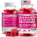 Quercetinのグミー - 2500MGとBromelain、L-Theanine - 免疫サポートガンミーアレルギー救済と子供と大人のための肺の健康