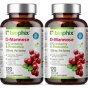 クランベリー&プロバイオティクスによるバイオフィックスD-Mannose 1000mgカプセル - 女性のためのDマンノーズサプリメント - 尿路面電車&膀胱の健康サポート - 消化ウェルビーイング - 120 Vcaps 2パック