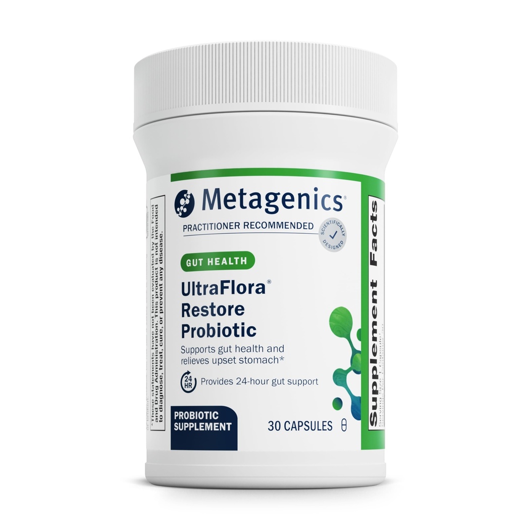 Metagenics UltraFlora Restore Probiotic - 腸のFloraサポートのためのプロバイオティクス* - 機会の緩い便の救済* - 消化器の健康のためのプロバイオティクス* - 非GMO&グルテンフリー - 30カプセル