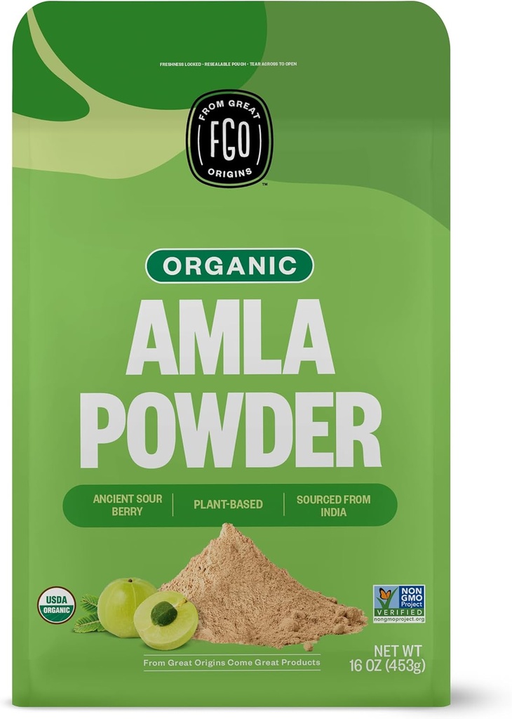 FGOオーガニックアマラキパウダー(アマラキ)、インド産100%生、16oz(パッケージ1)