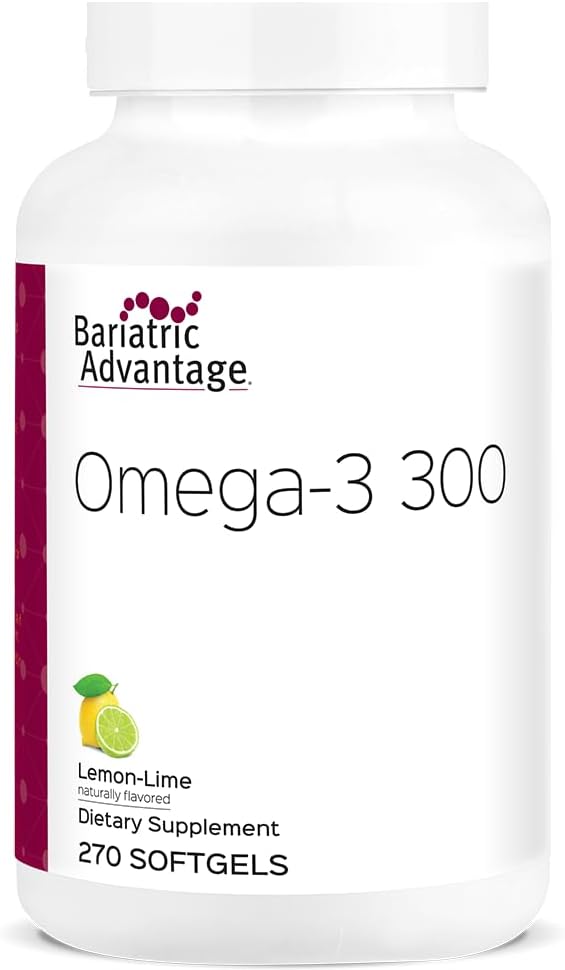 Bariatric 利点 Omega-3 300 EPA DHA の魚油のカプセル、Sustainable によって出される冷たい水魚からの脂肪酸の集中された源-レモン ライム、270 Softgels
