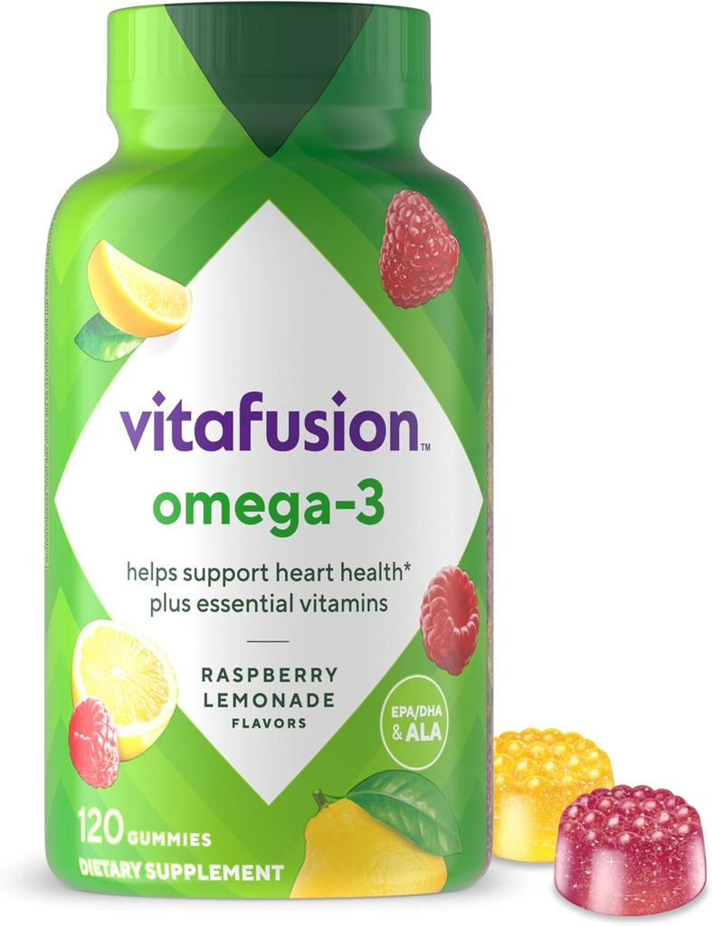 Vitafusion Omega-3 Gummy Vitamins、Berry Lemonade Flavored、心の健康ビタミン(1) Omega 3 EPA / DHAとビタミンA、C、D、E、アメリカのナンバー1ビタミンブランド、60日の供給、120カウント