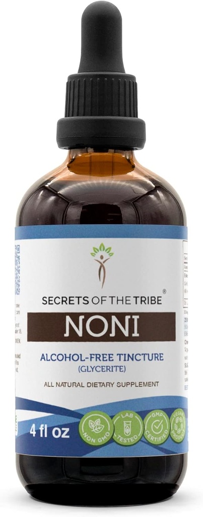 Secrets of the Tribe Noni Alcohol-Free Liquid Extract, Noni (Morinda citrifolia) Dried Fruit (4 FL OZ)