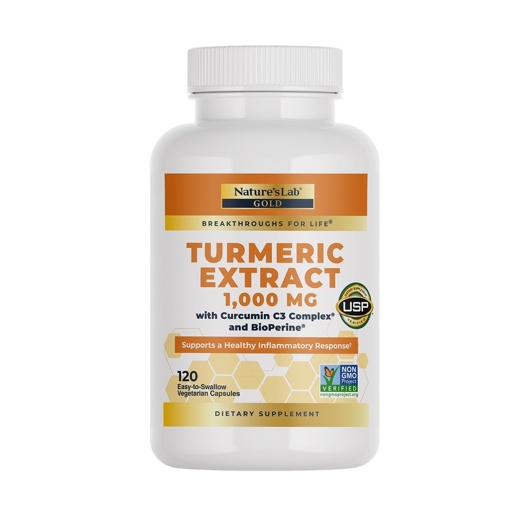 Nature's LabターメリッククルクミンC3コンプレックス1000mg - ターメリックエキス1000mg&BioPerine 5mgを95%に標準化し、心臓血管、免疫、関節、皮膚の健康を促進 - 120カプセル(60日の供給)