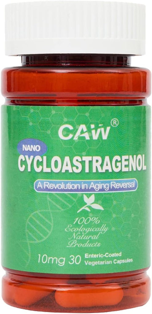 CAW Nano Cycloastragenol 98% 10mg 30 Caps | Anti-Aging Telomere Length | DNA Repair, Made in USA | Better Absorption | Enteric-Coated Vegetarian Capsules (1 Bottle)