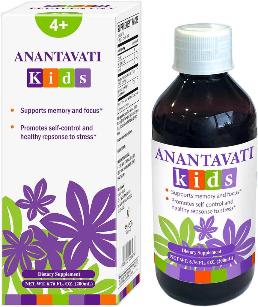ANANTAVATIキッズ - カルム&フォーカスのためのハーブサプリメント - 6.76 Oz