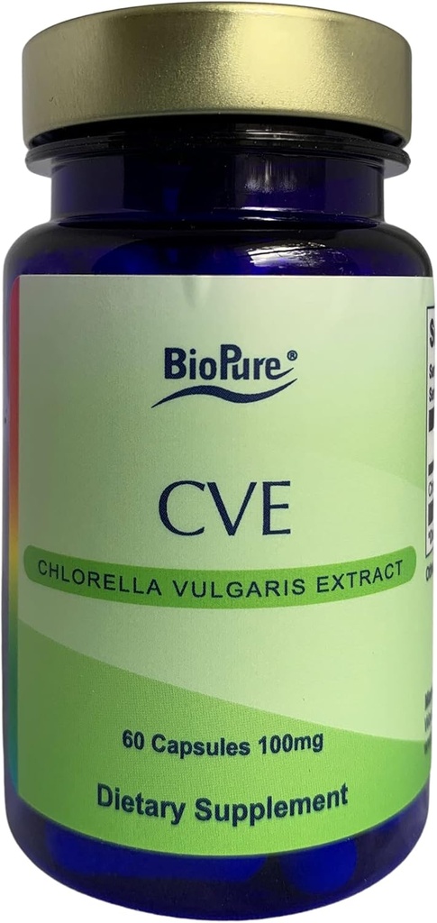 BioPure CVE Chlorella Vulgaris エキス – 栄養素密集、タンパク質、ビタミン、ミネラル、アミノ酸、メタボリズム、デトックス、免疫をサポート - 60 カプセル