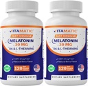 Vitamatic Melatonin 30のmg - B6及びL-Theanine -自然な果実味(2のタブレットの線量=Melatonin 60のmg)が付いている120の速い分解のタブレット