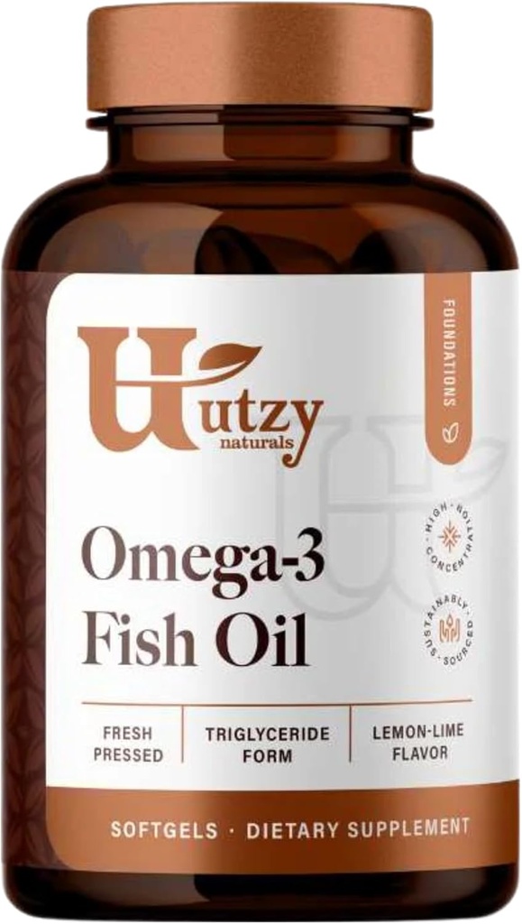 Utzy Naturals Omega-3 Fish Oil | 800 mg Omega-3 | 天然レモン風味 | 60 Softgels