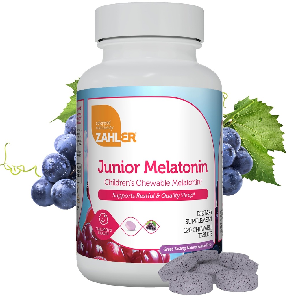 Zahler 1MG子供用Melatonin - 年齢のための睡眠サポートと品質残り4 +おいしい天然ブドウ味 - 非GMOコッシャー低用量の子供Melatonin 1 MG(120)