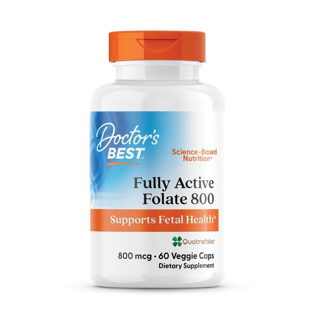 医師 ベストフルアクティブ Folate 800 と Quatrefolic, サポート胎児の健康, 非GMO, グルテンフリー, ビーガン 60 ベジギーキャップ