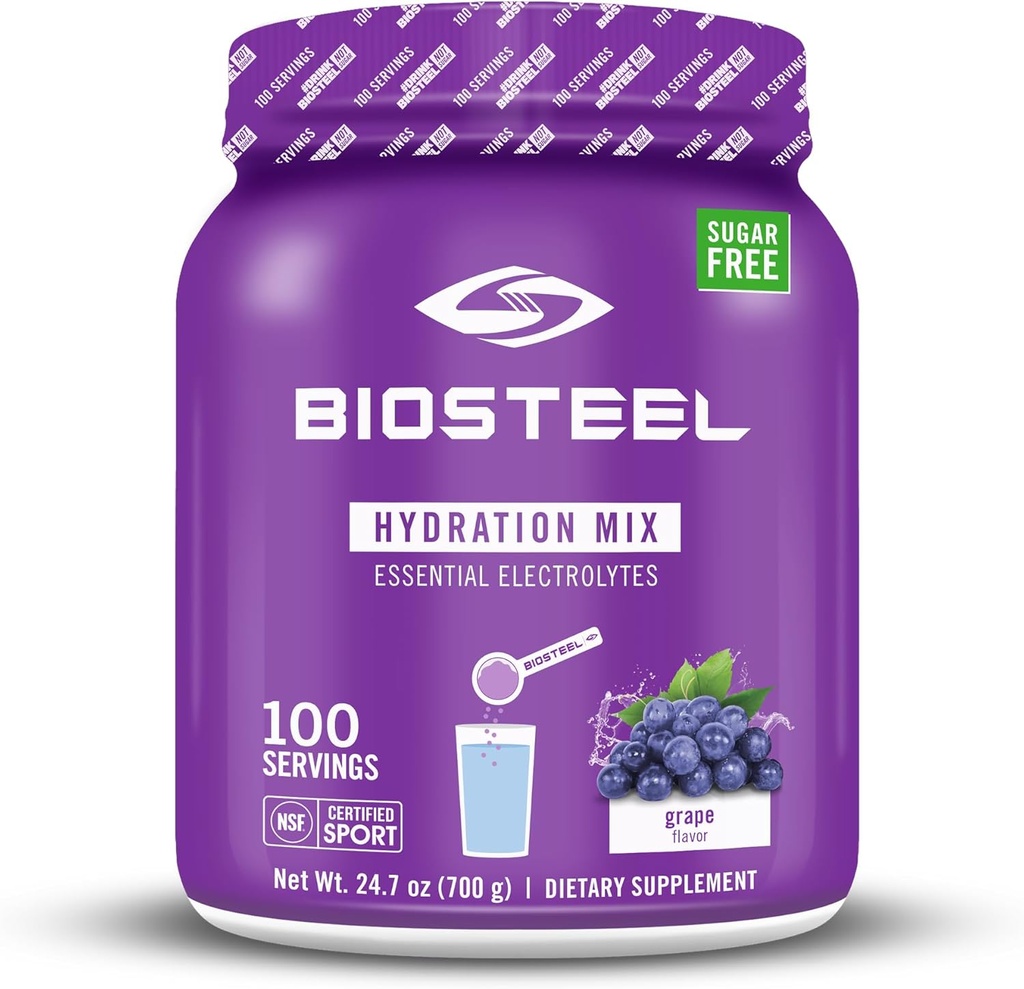 BioSteelゼロシュガーハイドレーションミックス、5つのエッセンシャル電解液、グレープ風味、100はチューブごとのサービング