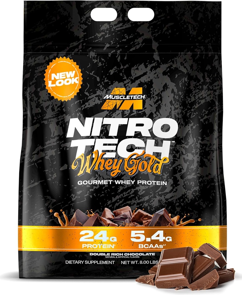 マッスルテックWheyプロテインパウダー(ダブルリッチチョコレート、8LB) - Nitro Tech Whey Protein Isolate Smoothie Mix for Lean Muscle & Recovery - 24g of Whey Gold Protein for Women & Men - パッケージング May Vary