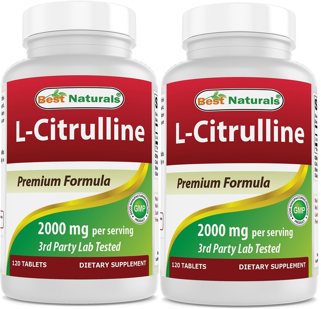 ベストナチュラル L-シトルリン 2000mg/サービング - 非GMO - グルテンフリー - 120錠(120カウント)