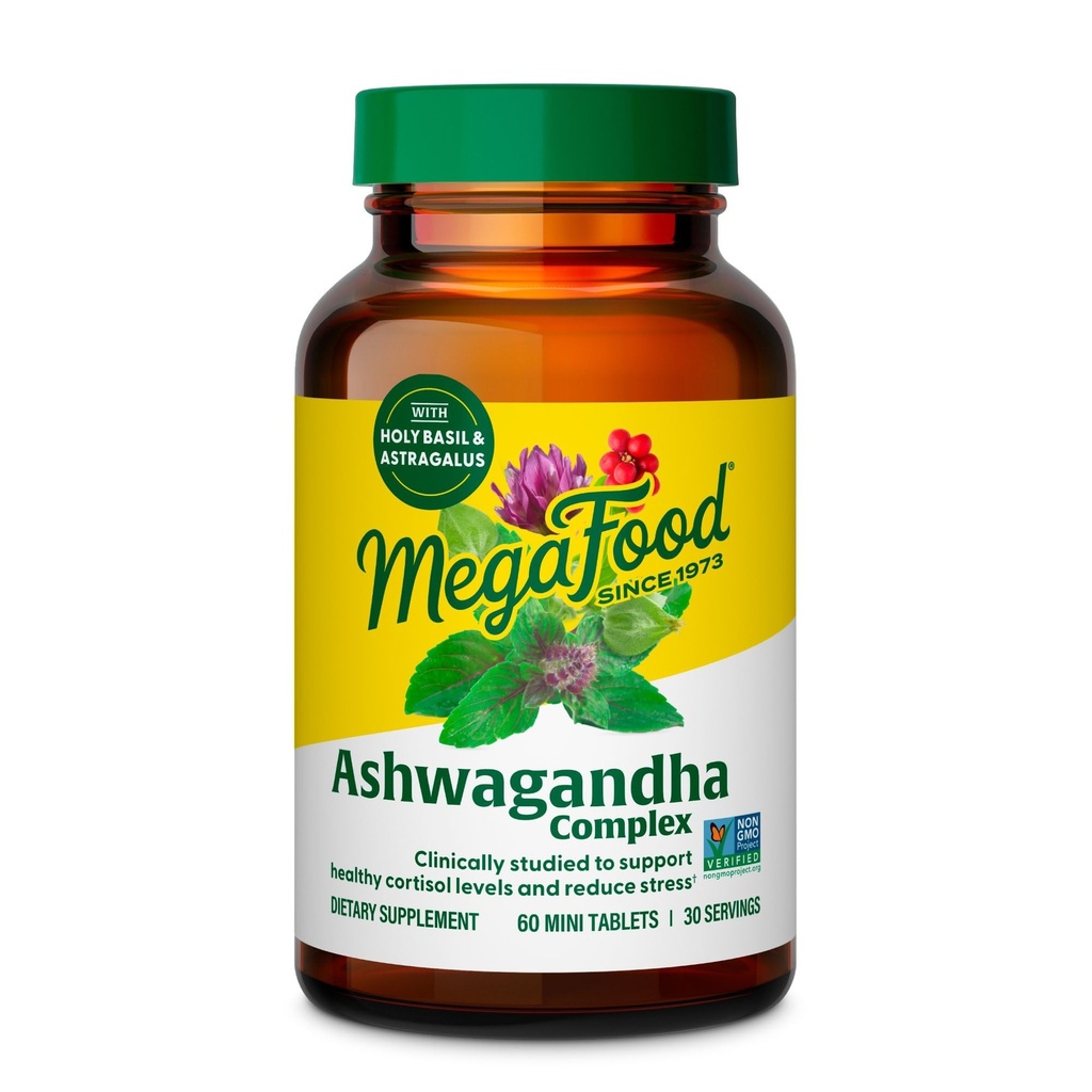 MegaFood Ashwagandhaのコンプレックス(旧ストレス保護) - AshwagandhaはAstragalus Root&Holy Basilを補います - ベジタリアン、グルテンフリー、コルチゾールサプリメント - 60ミニタブレット、30サービング