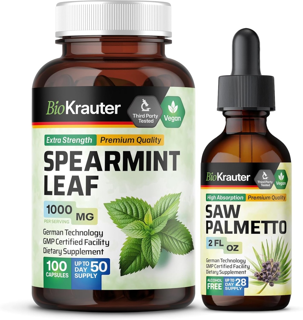 BIO KRAUTER Spearmint 100 カプセル&ソー Palmetto Tincture 2 Fl. Oz.