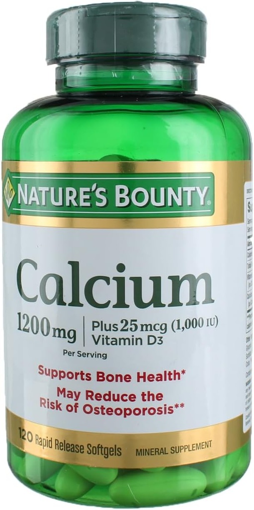 Natures Bounty Calcium PlusビタミンD3 1200ミリグラムカプセル - 120 Ea、3パック
