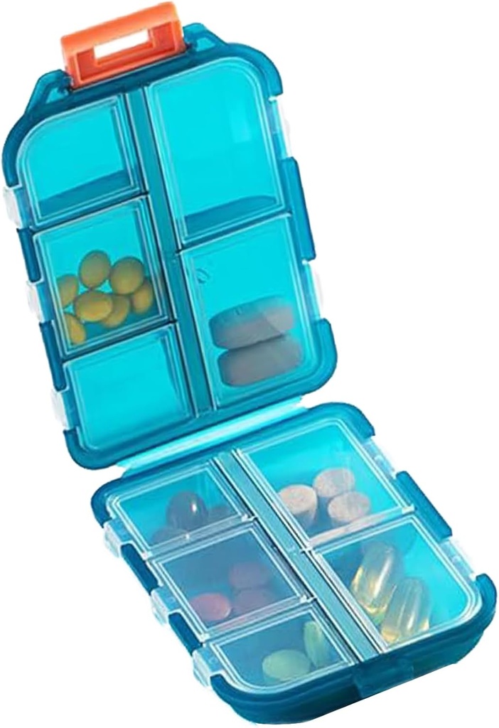 Travel Pill Organizer - Travel Medicine Case Kit - Pocket Daily Pharmacy Container - Travel Medication Holder Dispenser for Fish Oil Vitamin Supplement Storage (Green)
