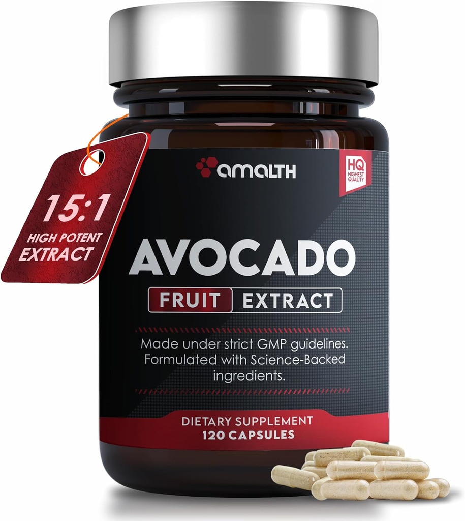 AMALTH Avocadoの補足のフルーツのエキス15:1の1000mgの接合箇所の健康およびサポート消化のための最高の強さASU 120のカプセル 非GMOのグルテンフリー