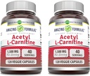 アメージングフォーミュラ アセチル L-カルニチン 1500 Mg/サービングベジギーカプセルサプリメント | ノンGMO | グルテンフリー | アメリカ製 | ベジタリアン向け(120 カウント) | 2 パック
