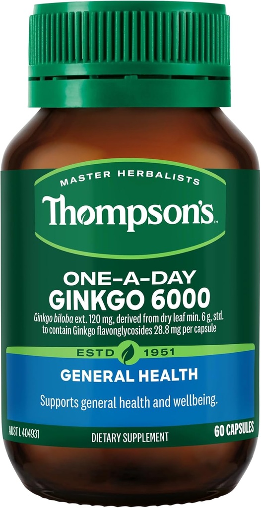 トンプソンの1日Ginkgo 6000mg 60のカプセル