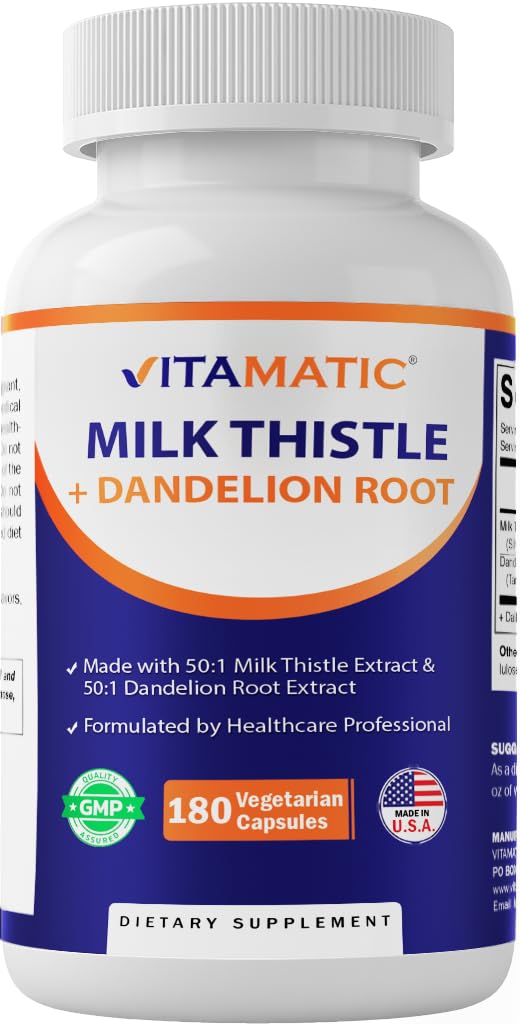 Vitamaticのミルクのこの薬50:1のエキス500mgのDandelionの根50:1のエキス100mg、180のベジタリアン カプセル、非GMOのグルテンフリーのグルテンフリー