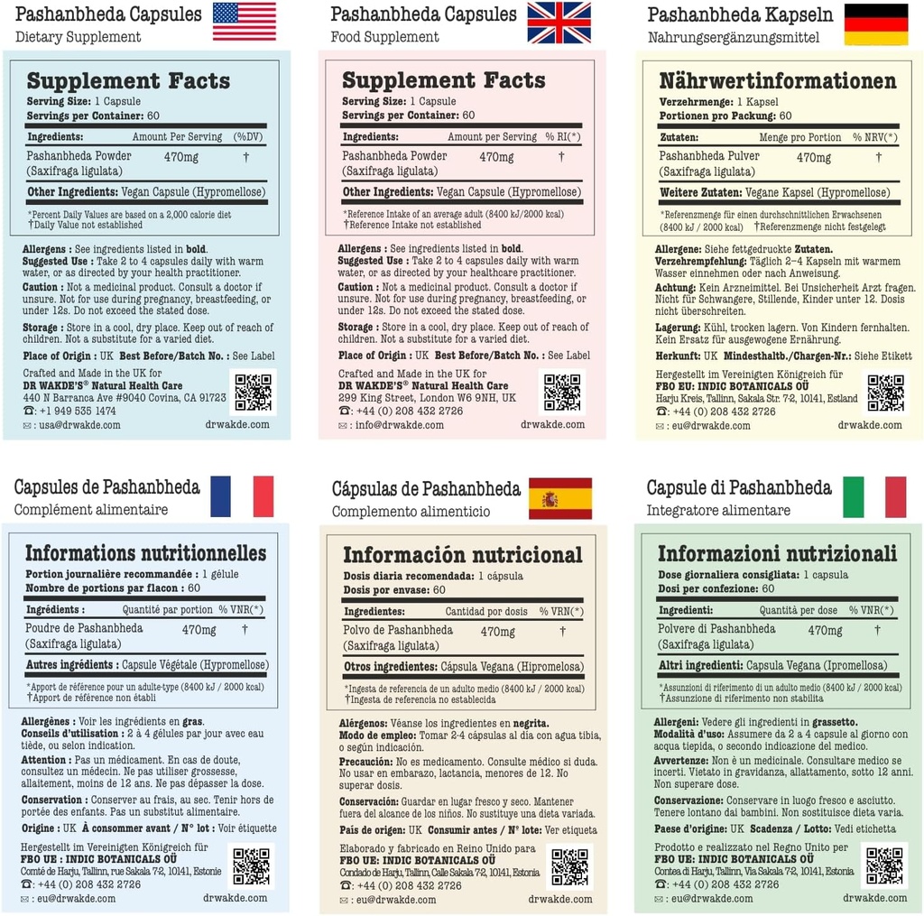 DR WAKDEのPashanbhedaカプセル(Saxifraga ligulata) | 60 Vegの帽子 | Ayurvedicの補足 | 完全菜食主義者の | 完全菜食主義者の | 100% ハーブ | 数量割引