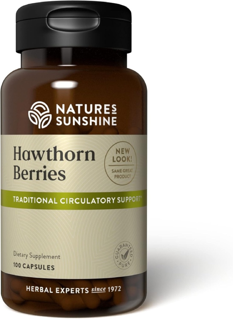 Nature's Sunshine Hawthorn Berries, 100 Capsules | Helps Enhance Heart Muscle Function and Provides Circulatory System Support