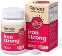 Renzo's Iron Supplements for Kids, Dissolvable Vegan Iron Supplement with Vitamin C, Sugar Free, Oh-Oh-Oh Orange Flavor, 90 Melty Tabs