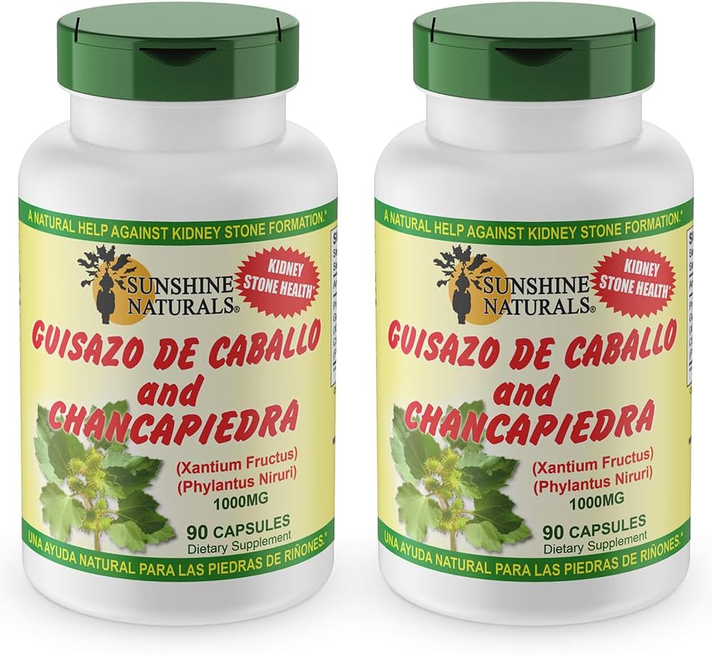 Sunshine Naturals Guisazo & Chancapiedra Herbal Blend、ウェルネスサポートのための自然な栄養補助食品、90カプセル。 パック2