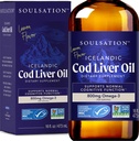 アイスランドコッド肝油液、レモン(16oz) - ビタミンA&D、EPA&DHA - ビジョン、皮膚膜および免疫機能 - MSC認定、非GMO