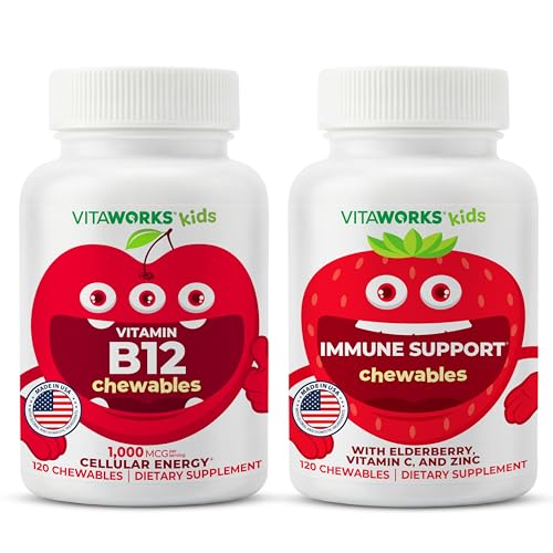 子供のビタミンB12のChewables + Elderberry +亜鉛+ CのChewablesの束
