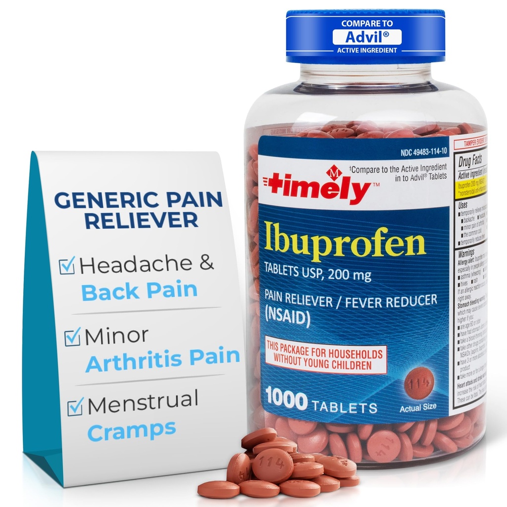 株式会社タイムキャップ LABS 時機を得たIbuprofen 200mg 1000のタブレット-痛みの軽減のタブレットおよびレバーの減力剤-頭痛の軽減のために、月経の痛み、筋肉痛、関節炎の苦痛及びボディ痛み